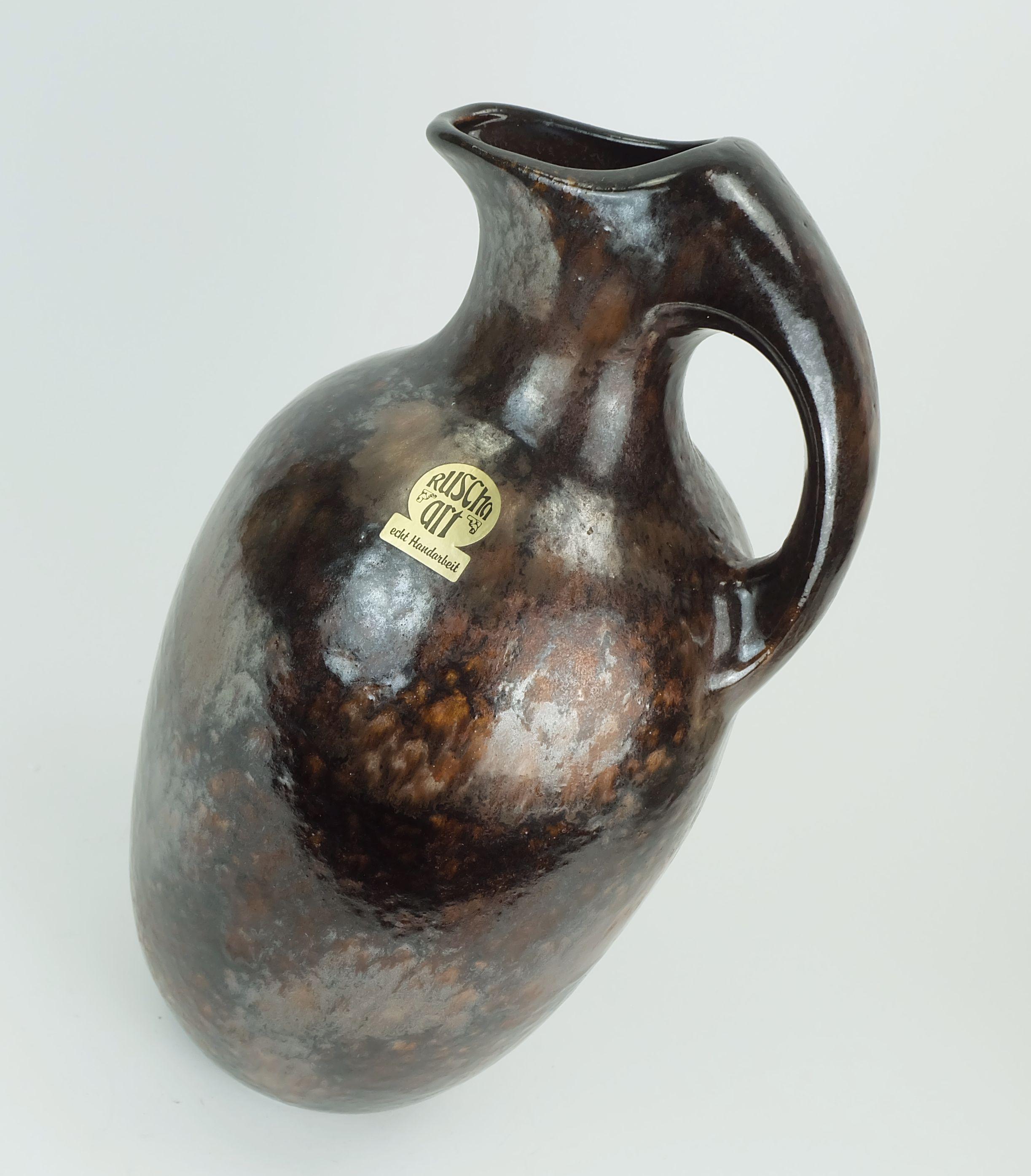 Ruscha art VASO brocca a goccia sfumature di viola nero marrone 1970 80 modello 370 in vendita 2