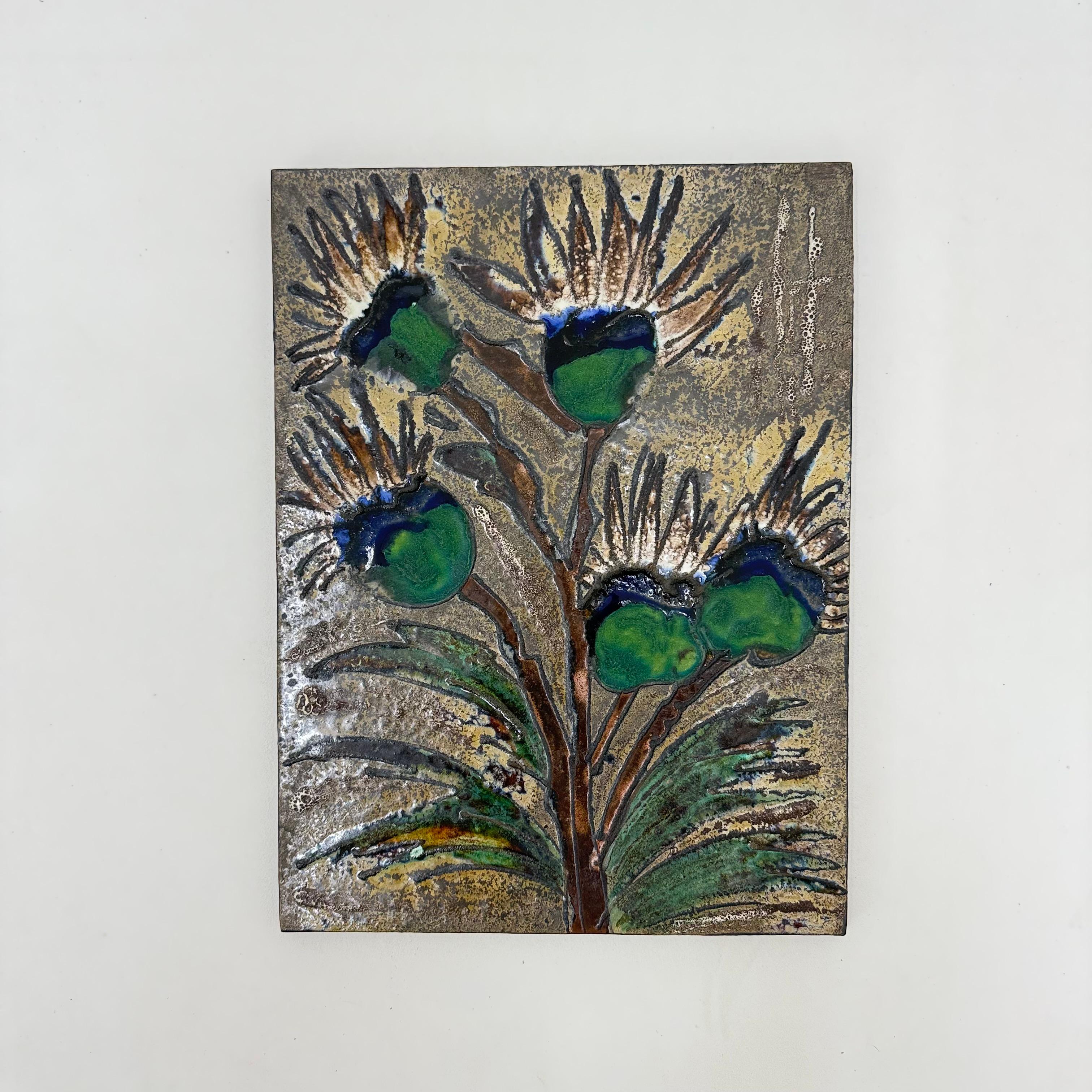 Mid-Century Modern Ruscha Handarbeit ‘thistle’ ceramic wall plaque , 1970s Germany For Sale