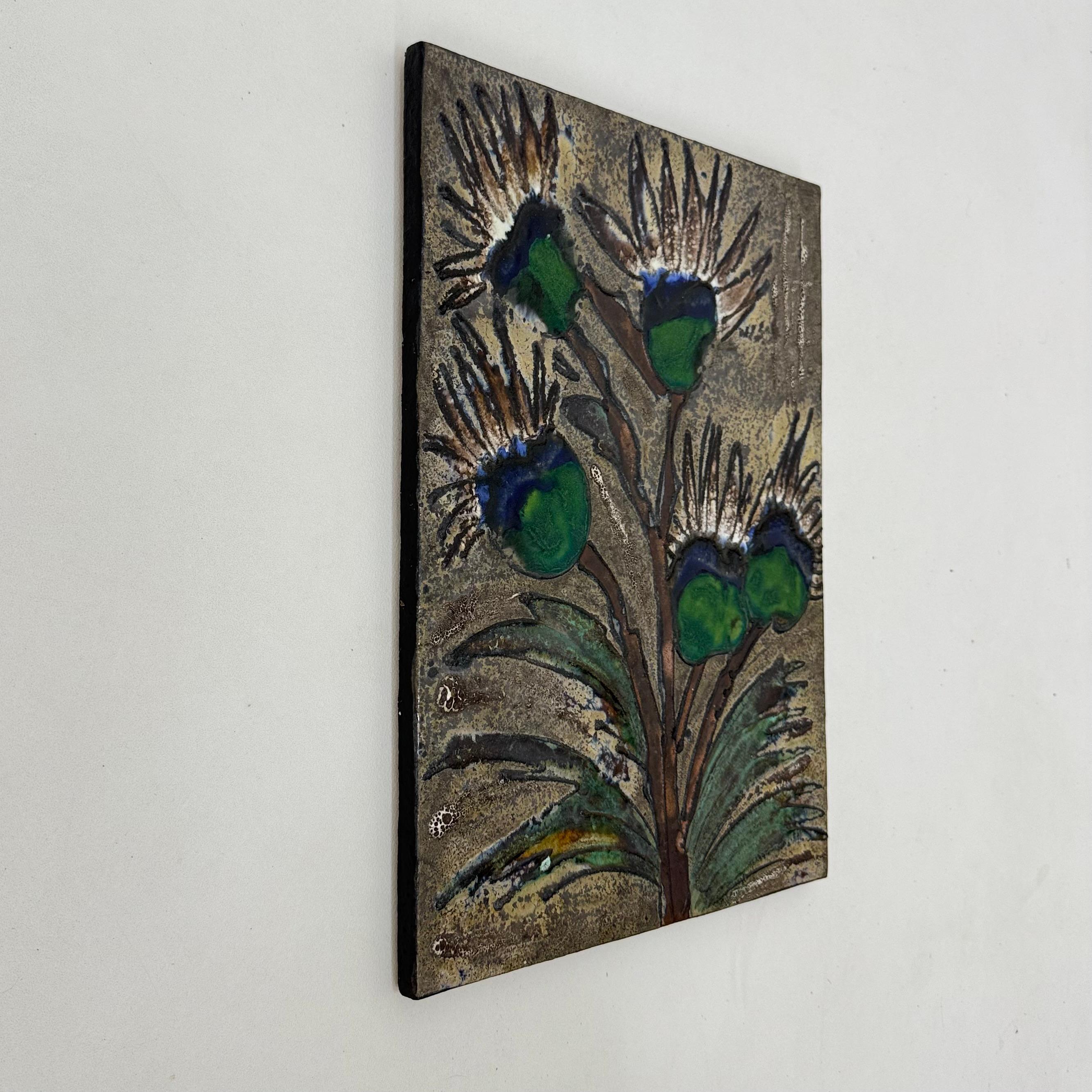 Ruscha Handarbeit ‘thistle’ ceramic wall plaque , 1970s Germany For Sale 1