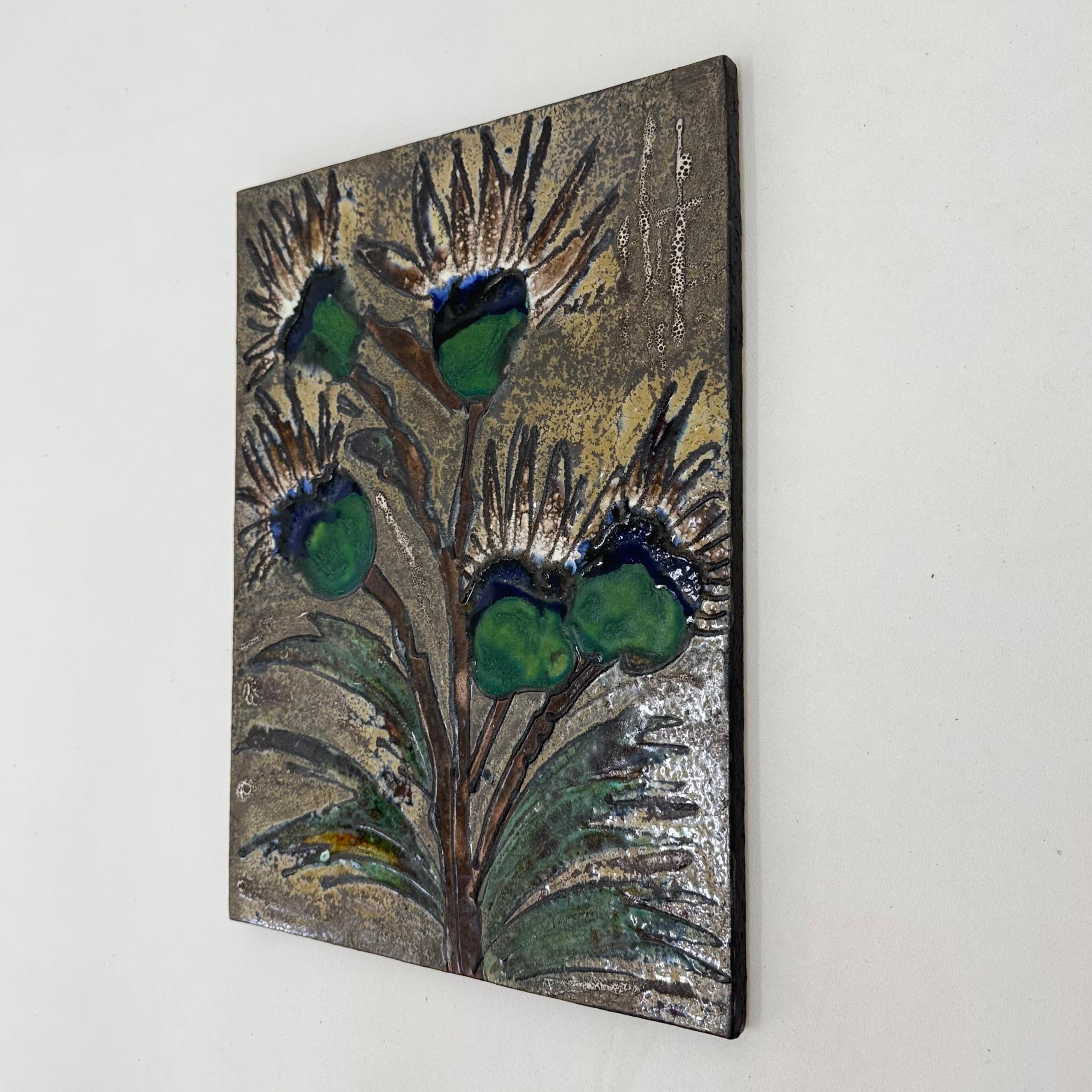 Ruscha Handarbeit ‘thistle’ ceramic wall plaque , 1970s Germany For Sale 2