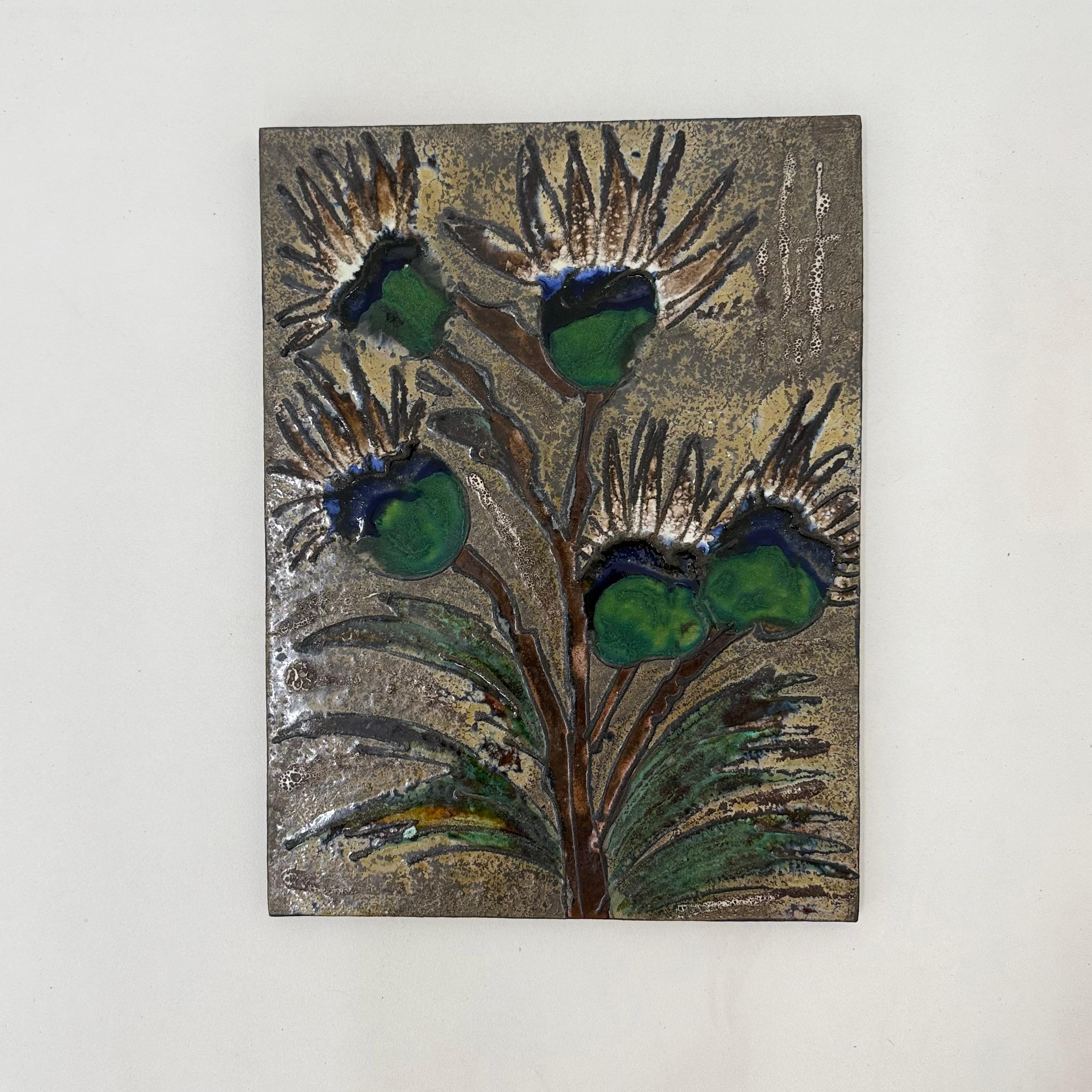 Ruscha Handarbeit ‘thistle’ ceramic wall plaque , 1970s Germany For Sale 3