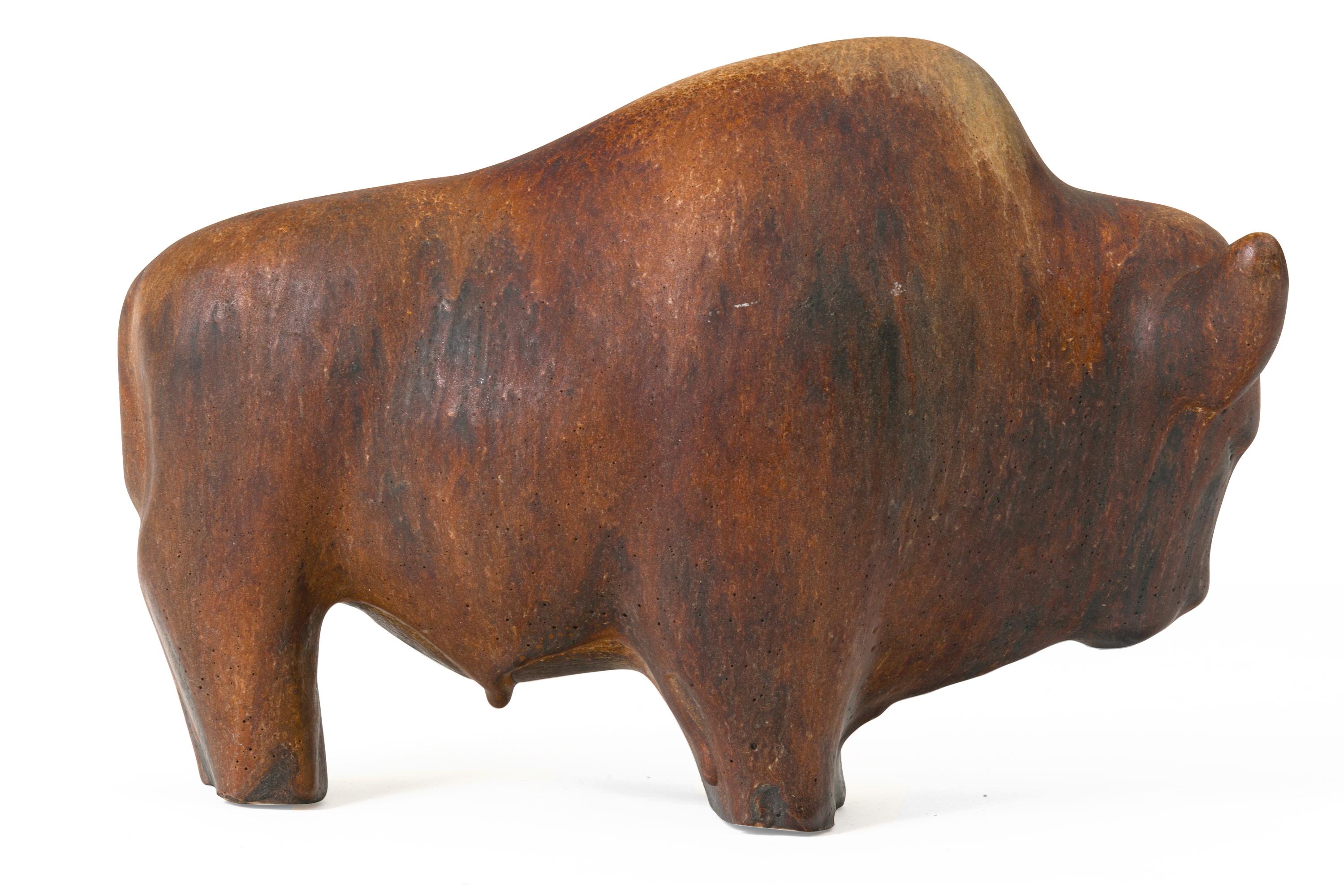A beautifully glazed figurative ceramic bull from Ruscha Keramik.