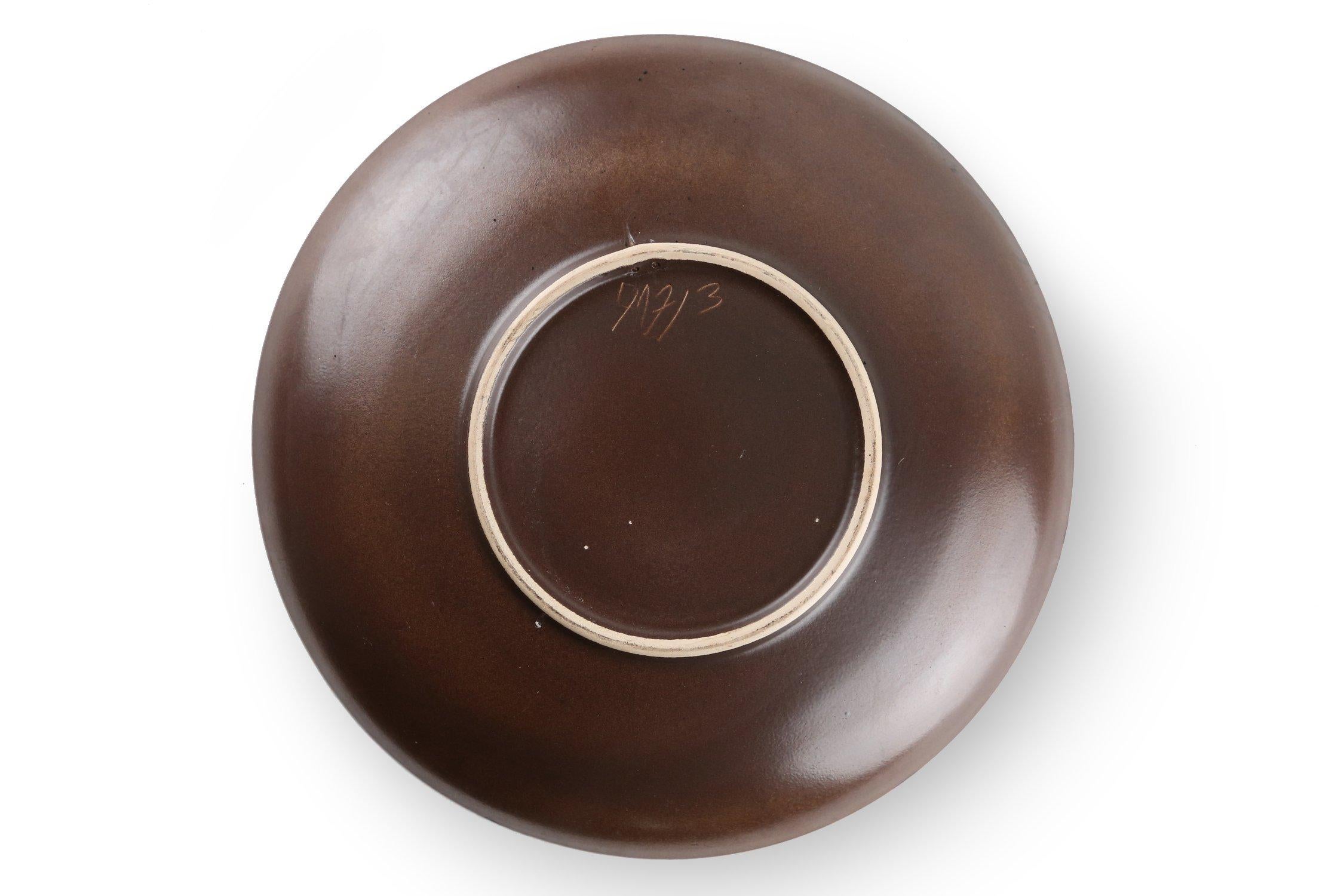 Ruscha Keramik fat lava wall plate mushrooms 717/3, West Germany 1970s For Sale 1