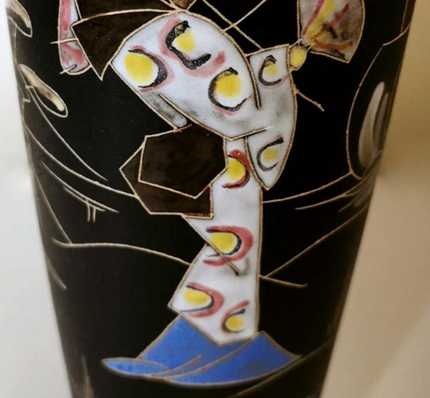Ruscha Keramik Deutschland Vintage-Vase aus Keramik mit japanischer Dekoration im Angebot 3