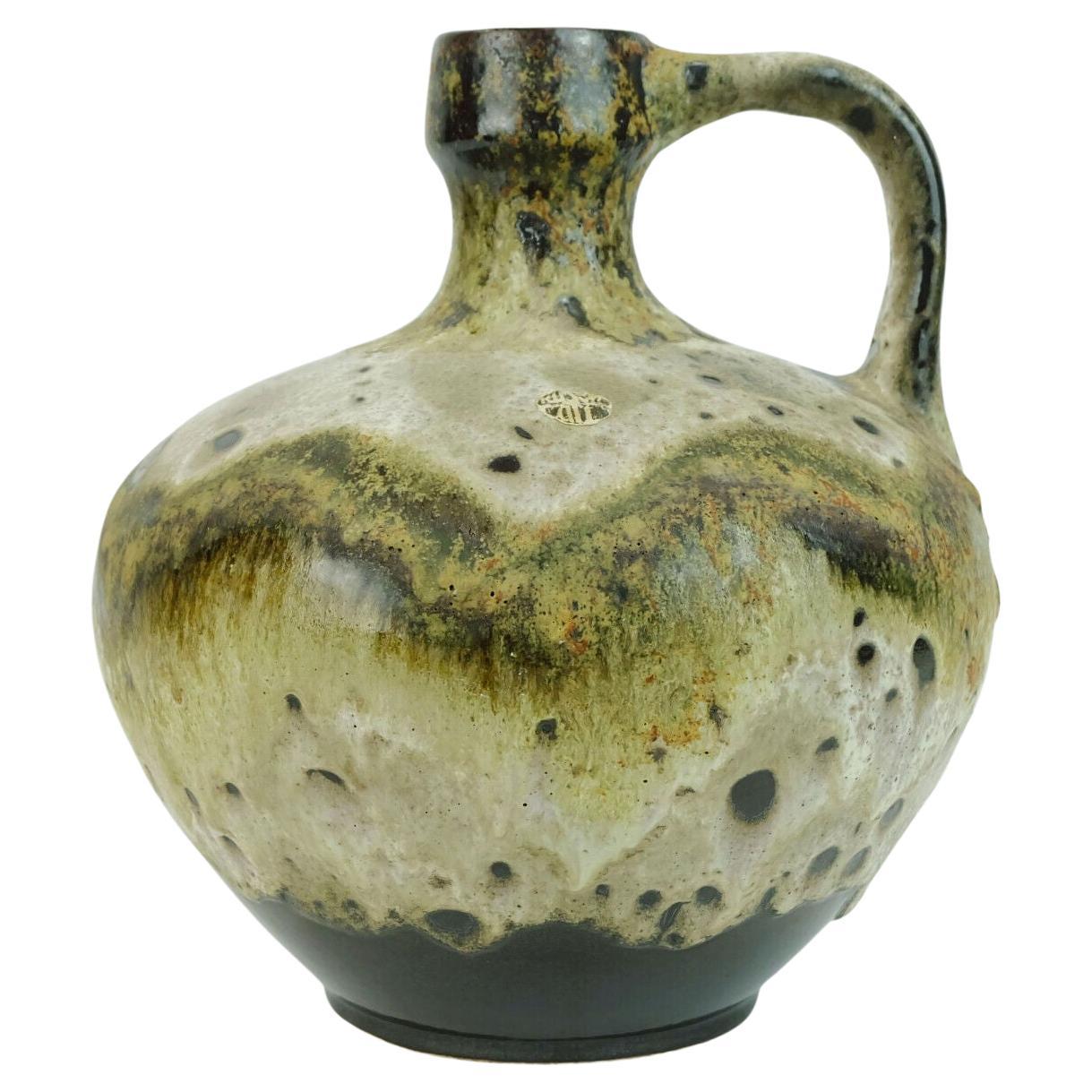 Ruscha Midcentury Vase Drip Glaze Earth Tones Kurt Tschoerner Model 340