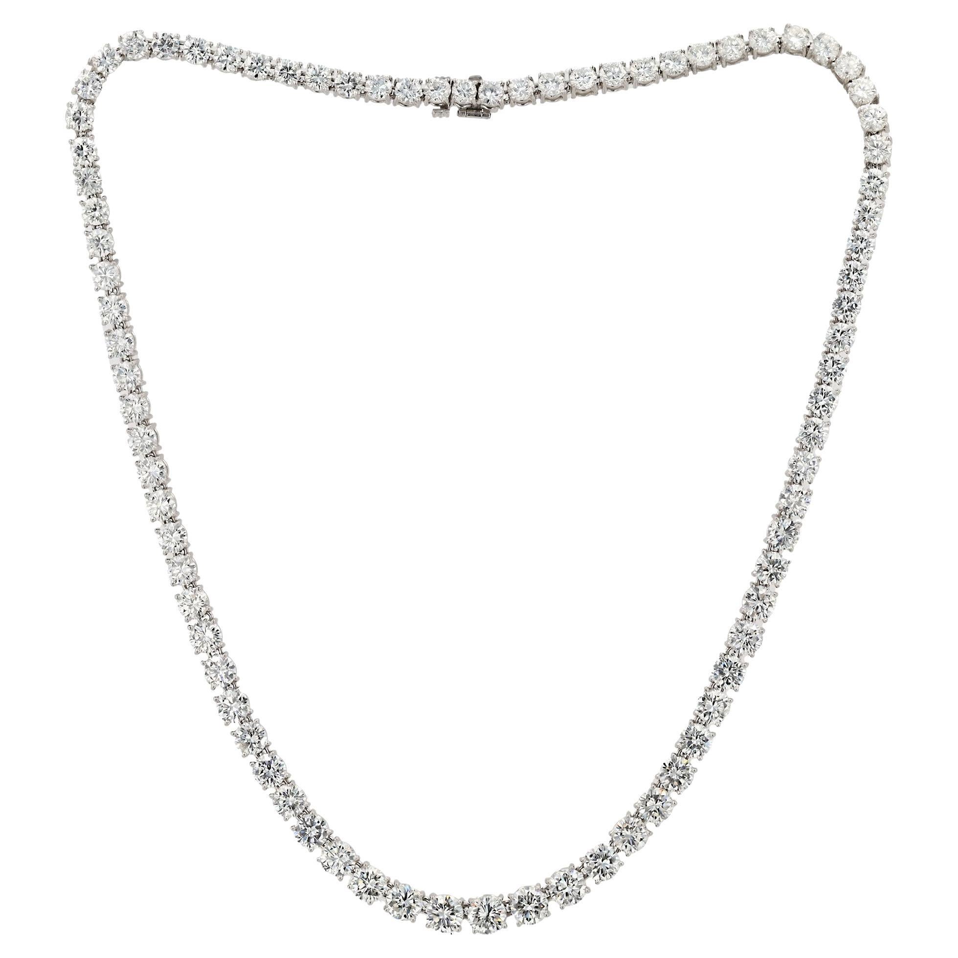 Collana Ruser 25 Carat Diamond Platinum Mid-Century Riviere