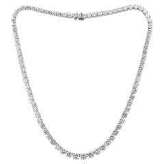 Ruser 25 Carat Diamond Platinum Mid-Century Riviere Necklace