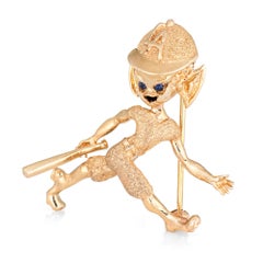 Ruser Baseball Brooch LA Dodgers Vintage 14 Karat Gold Estate Fine Jewelry