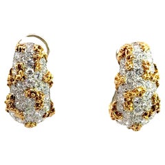 Ruser Diamond 18k White & Yellow Gold Huggie Earrings