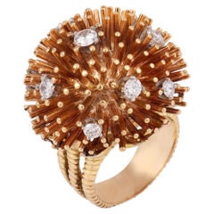 Ruser diamond dandelion 14k yellow gold ring