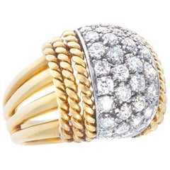Vintage Ruser Diamond Gold Dome Ring