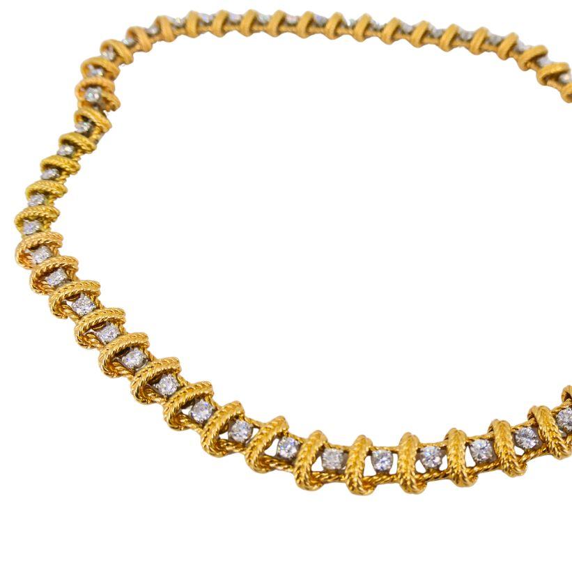 Ruser Diamond Necklace Two Bracelets Set Vintage Jewelry In Fair Condition For Sale In Beverly Hills, CA