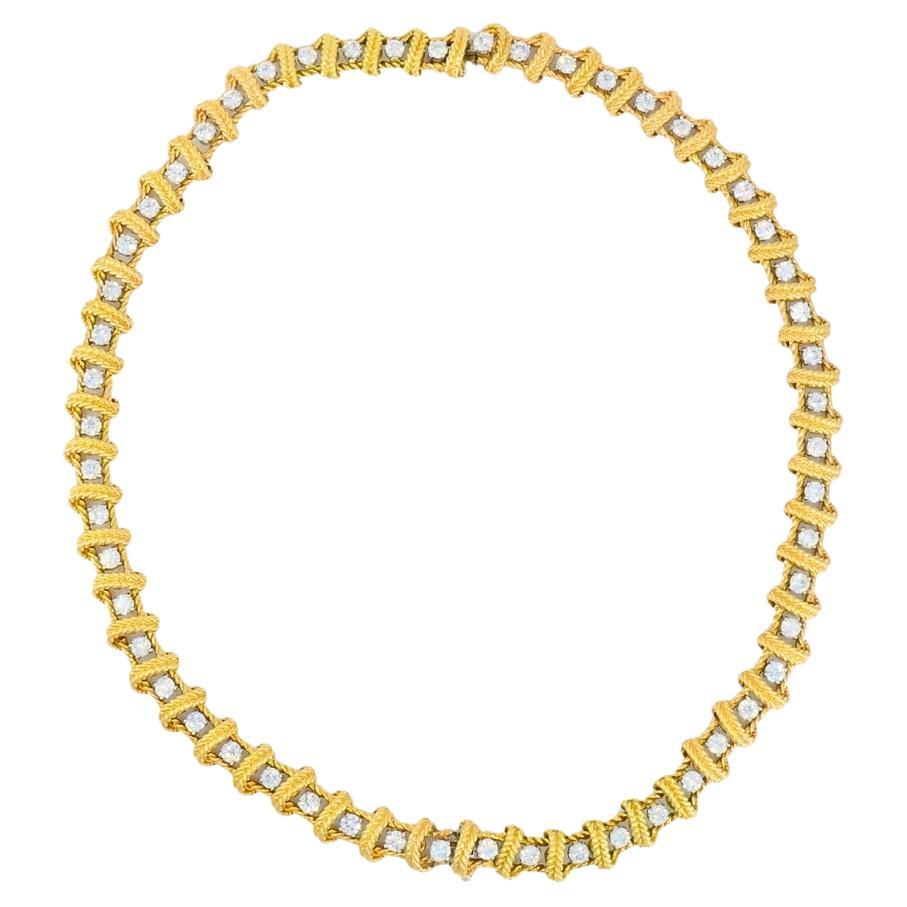Ruser Diamond Necklace Two Bracelets Set Vintage Jewelry For Sale