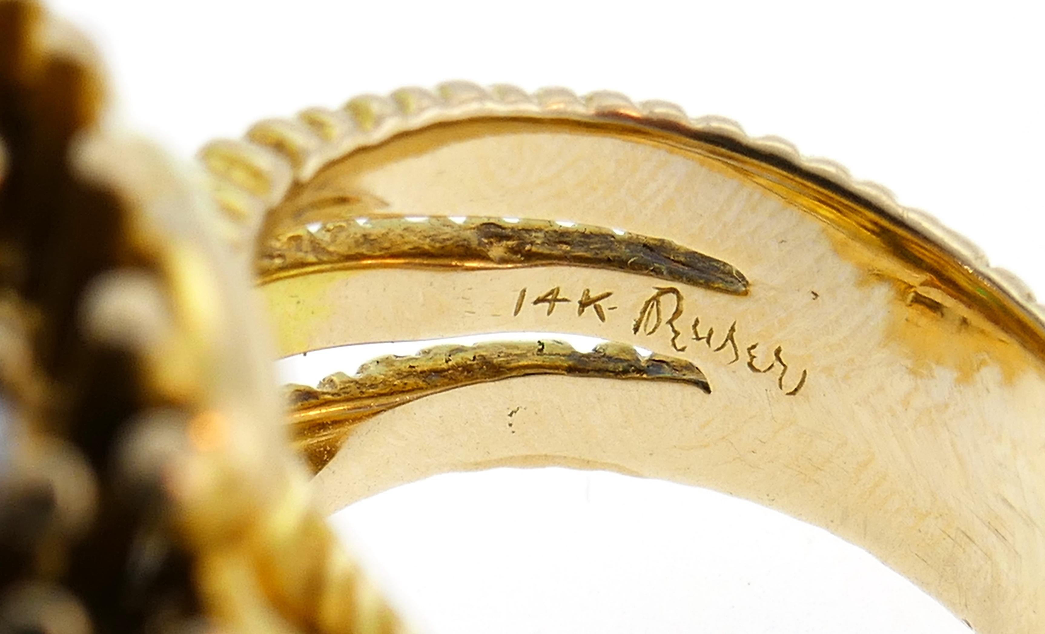 Ruser Emerald Diamond Yellow Gold Ring 1960s 5