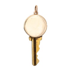 Ruser Key Pendant Charm Vintage 14 Karat Gold Saint Genesius Estate Jewelry