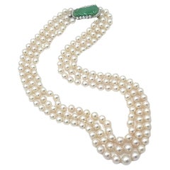RUSER Multi Strand Pearl Jade Diamond Necklace