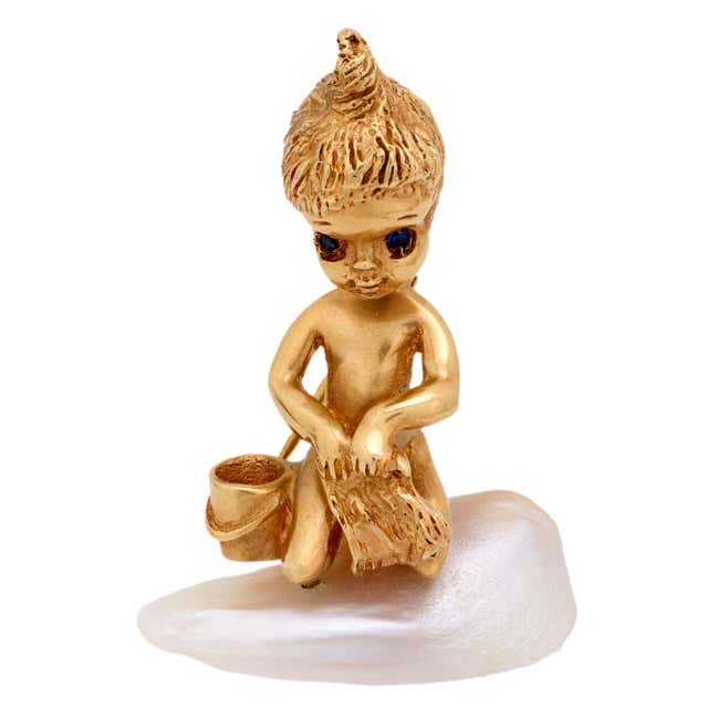 Saturdays Child Gold Brooch by William Ruser For Sale at 1stDibs ...