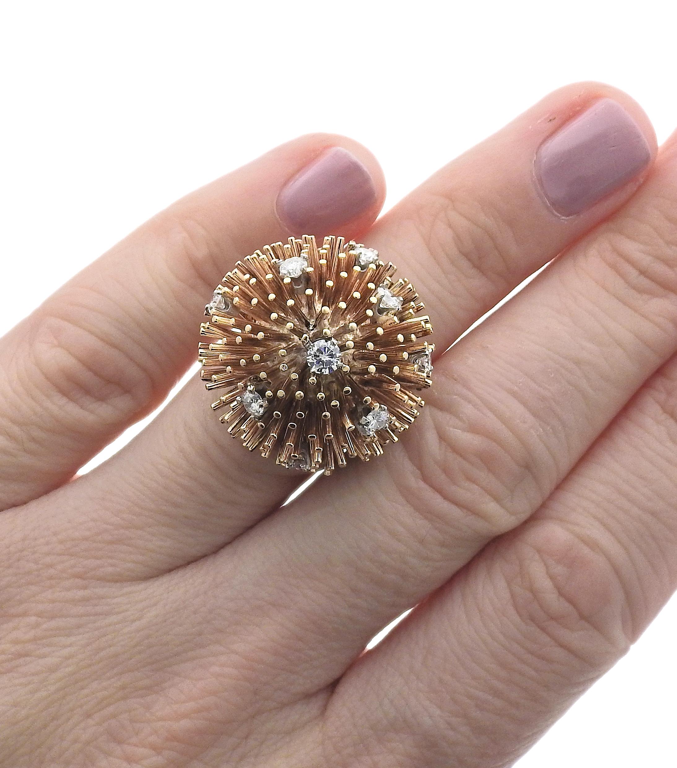 Women's Ruser Retro Gold Diamond Bombe Ring For Sale