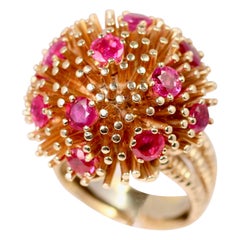 Retro Ruser Yellow Gold Burmese Ruby Dome Ring