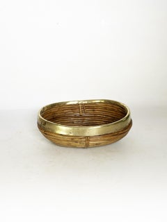Rush and brass basket, French Riviera style, France