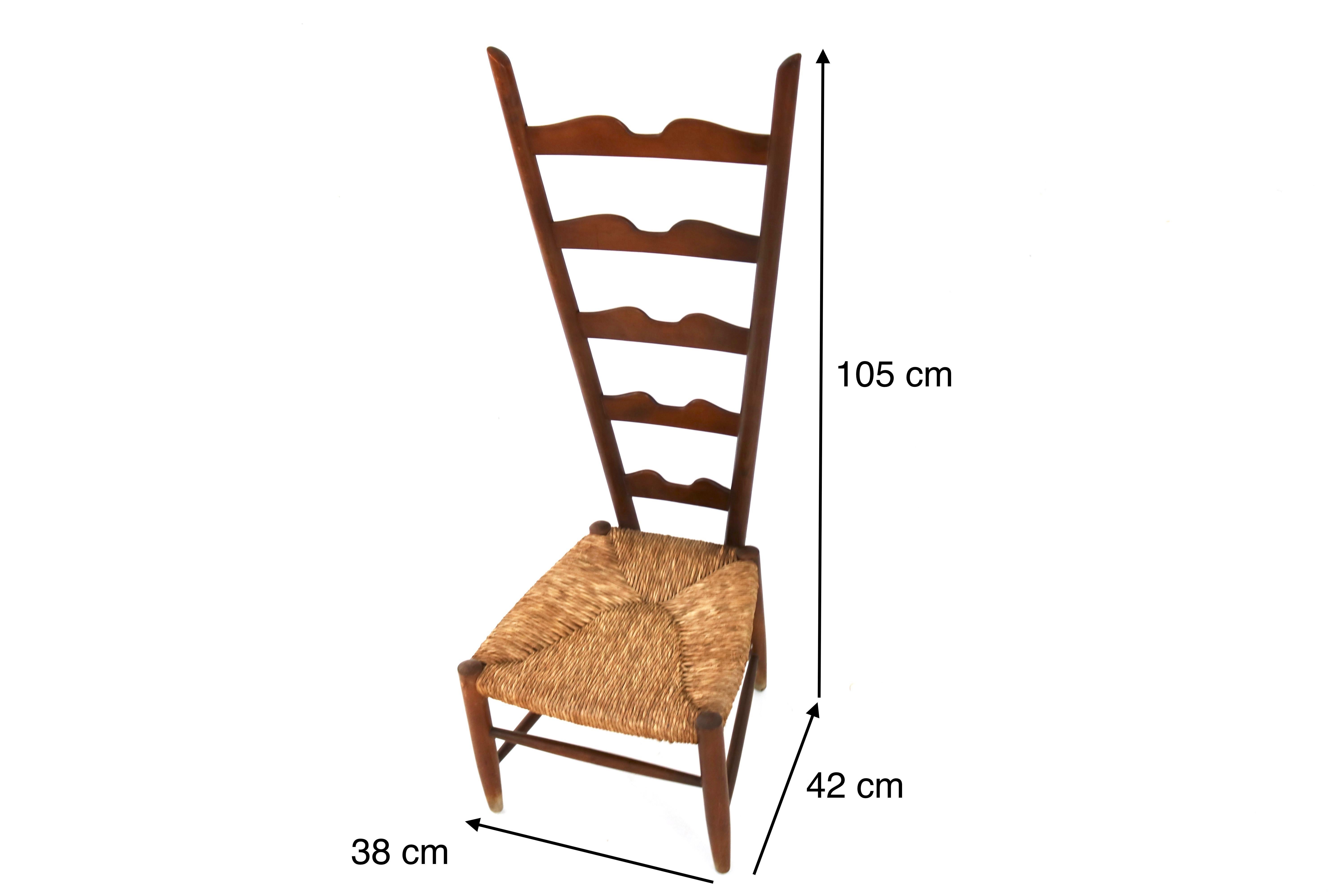 Walnut Ladderback Chair by Gio Ponti for Casa e Giardino, Italy 5