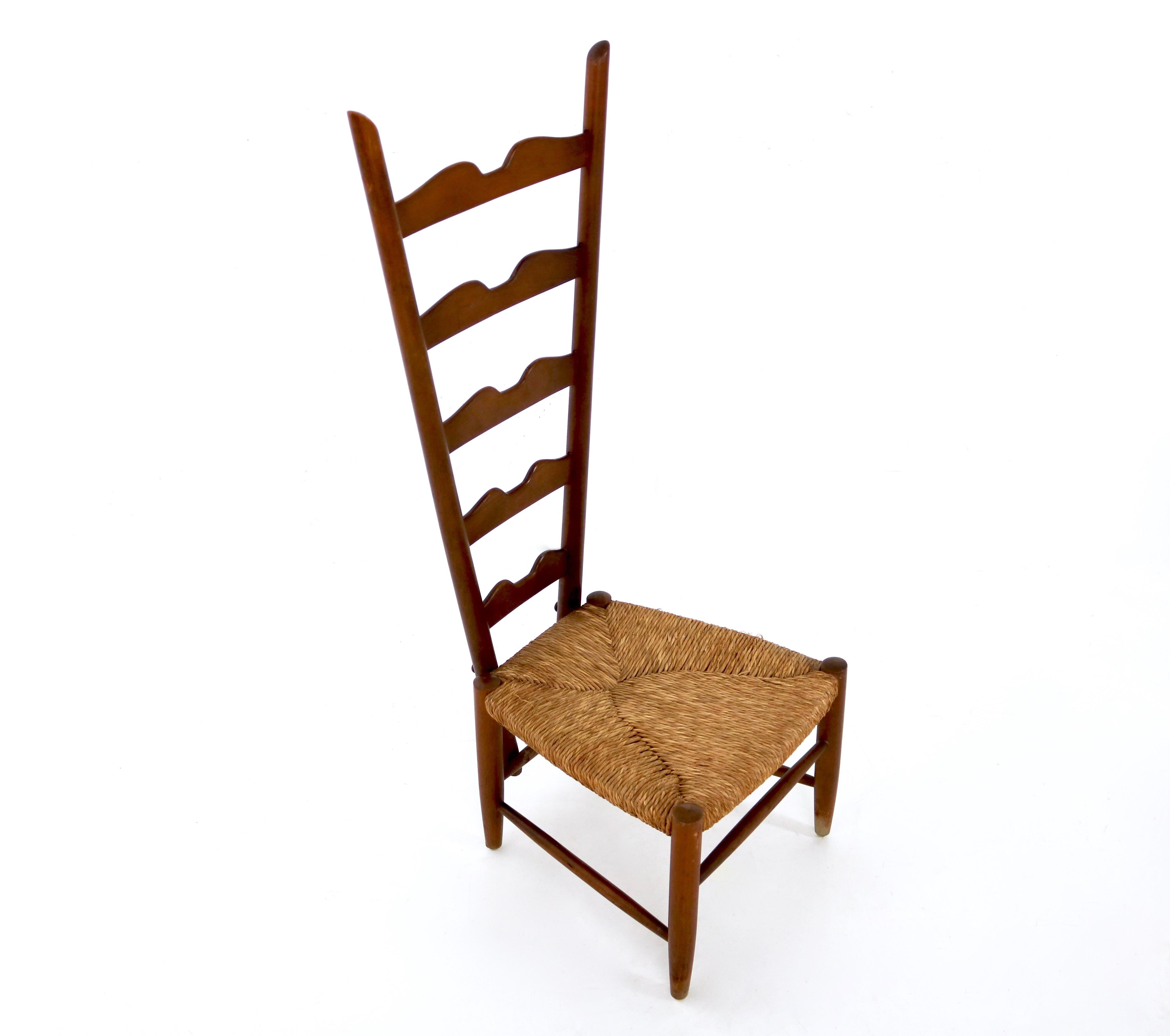 Mid-Century Modern Walnut Ladderback Chair by Gio Ponti for Casa e Giardino, Italy