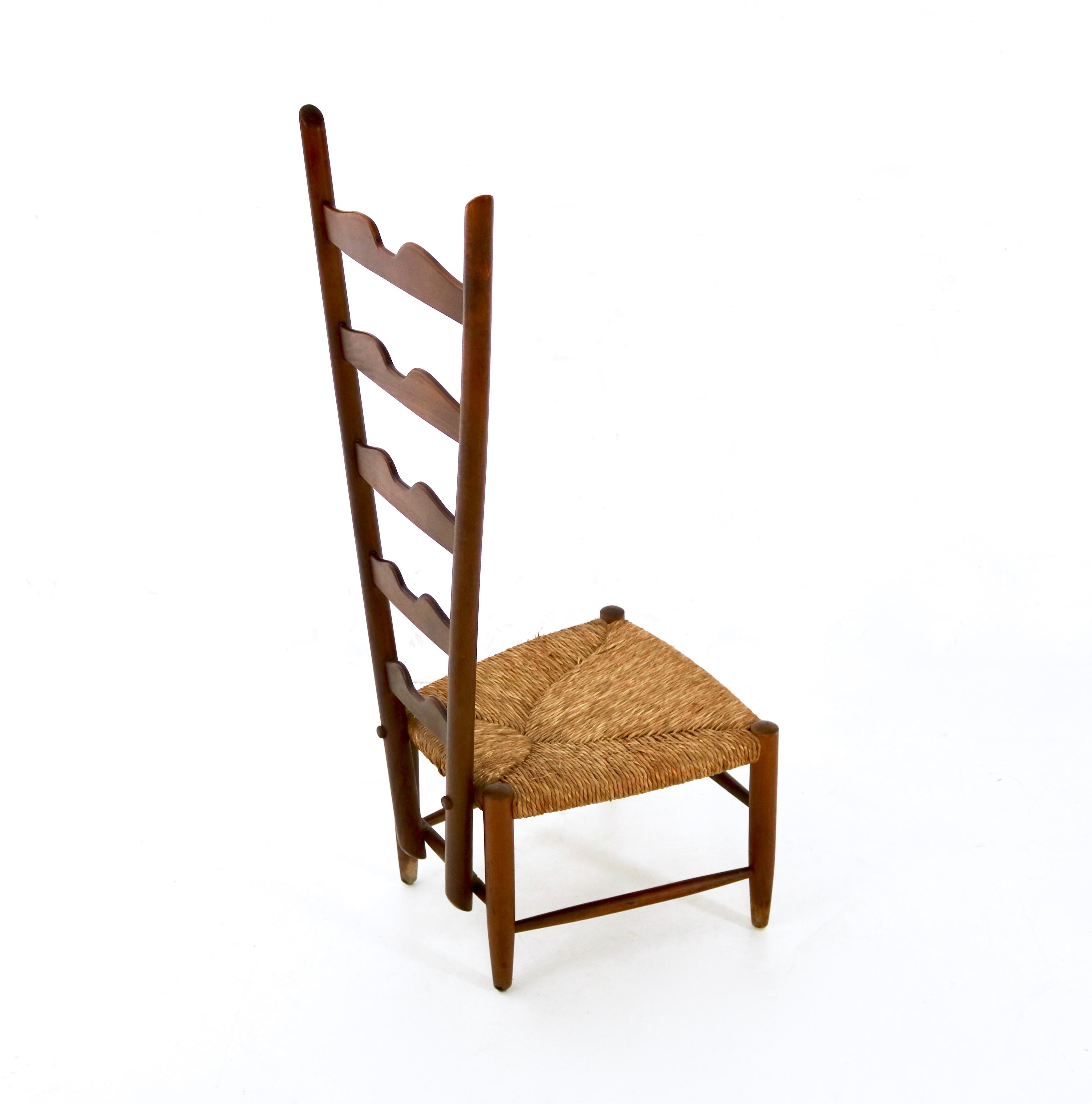 Walnut Ladderback Chair by Gio Ponti for Casa e Giardino, Italy In Good Condition In Bresso, Lombardy