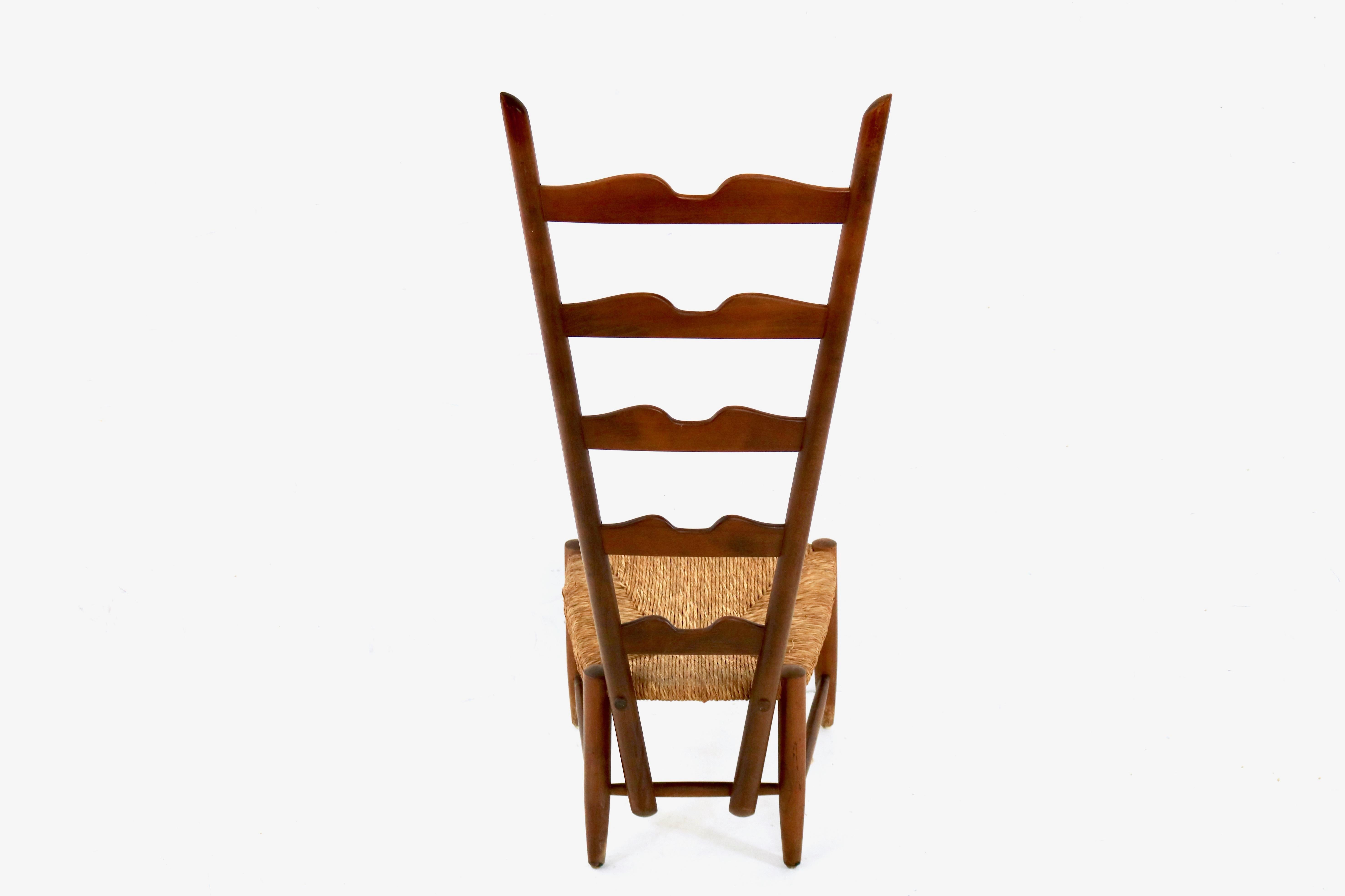Mid-20th Century Walnut Ladderback Chair by Gio Ponti for Casa e Giardino, Italy