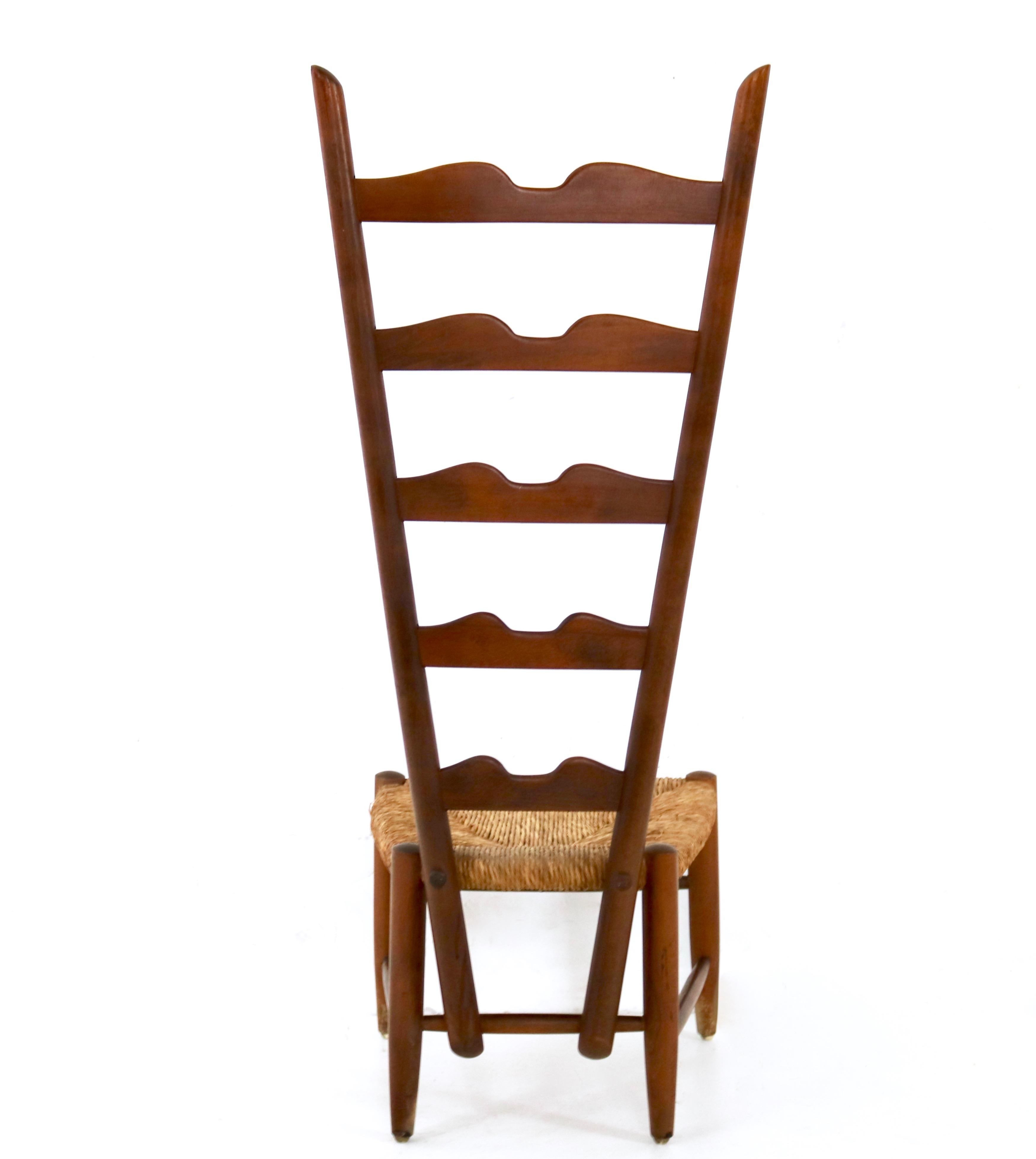 Rush Walnut Ladderback Chair by Gio Ponti for Casa e Giardino, Italy