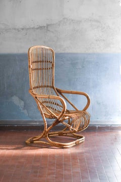 Rush armchair with high backrest, Italy 1970