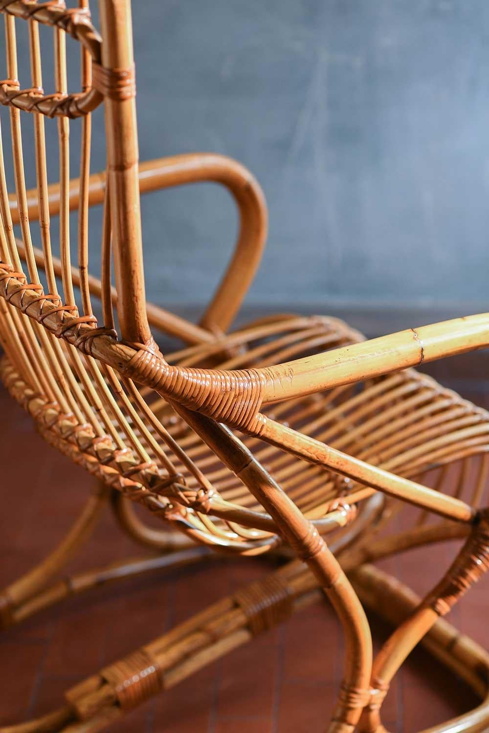 Fauteuil en jonc avec dossier haut, Italie 1970 en vente 1