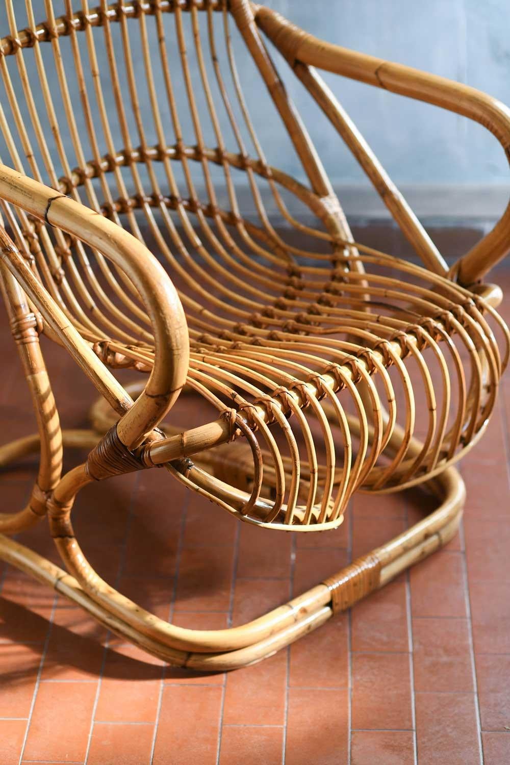 Fauteuil en jonc avec dossier haut, Italie 1970 en vente 2