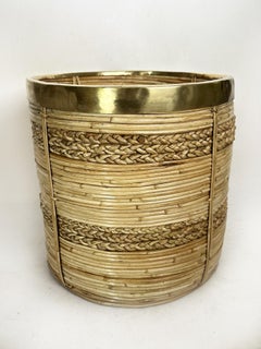 Rush basket, France, French Riviera style, brass band, 1960