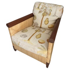 Retro Rush cane armchair designed John Hutton for Donghia 1980s mahogany accents
