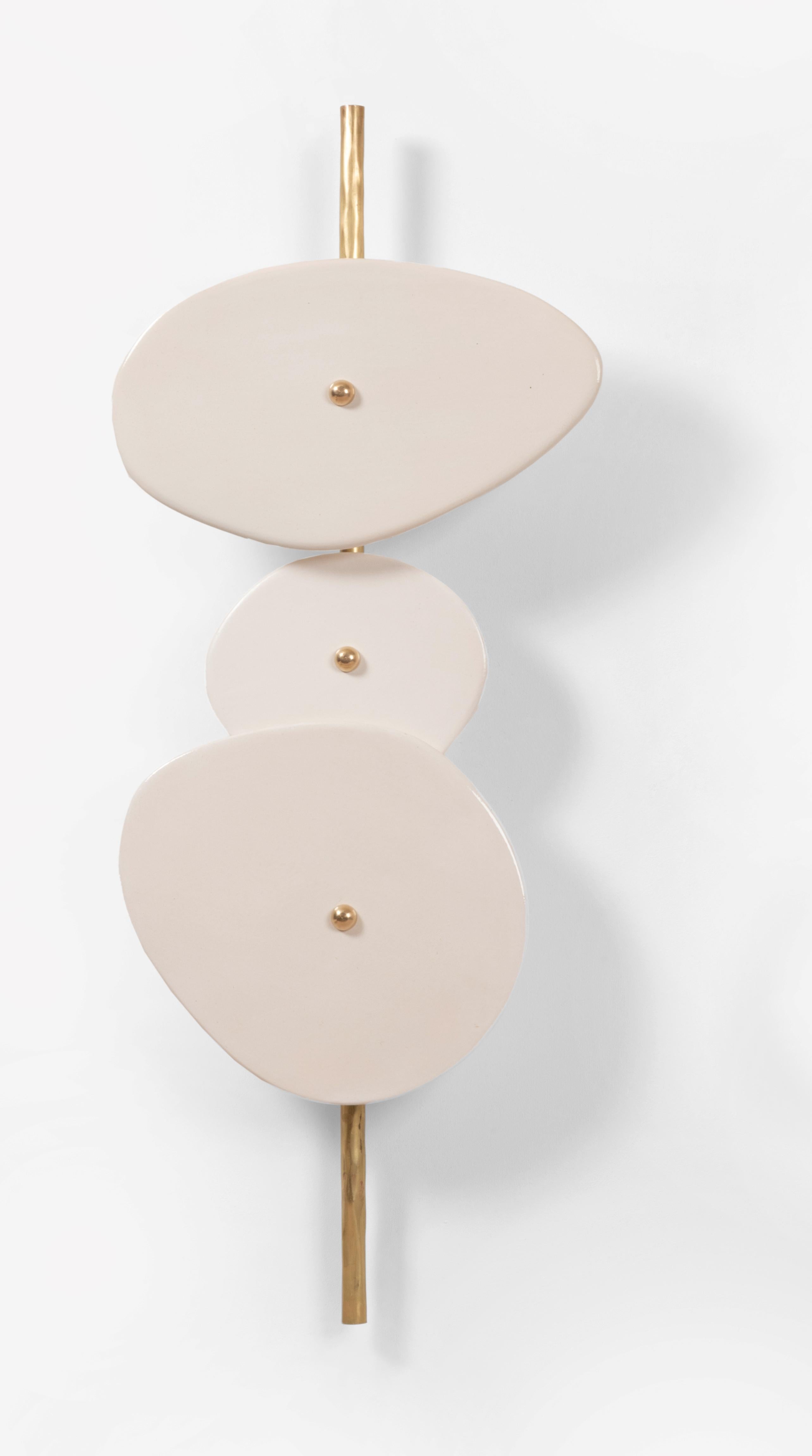Post-Modern Rush Fee for Client Breeann, Set of 2 Brass Rod Ceramic Wall Lamps, Elsa Foulon