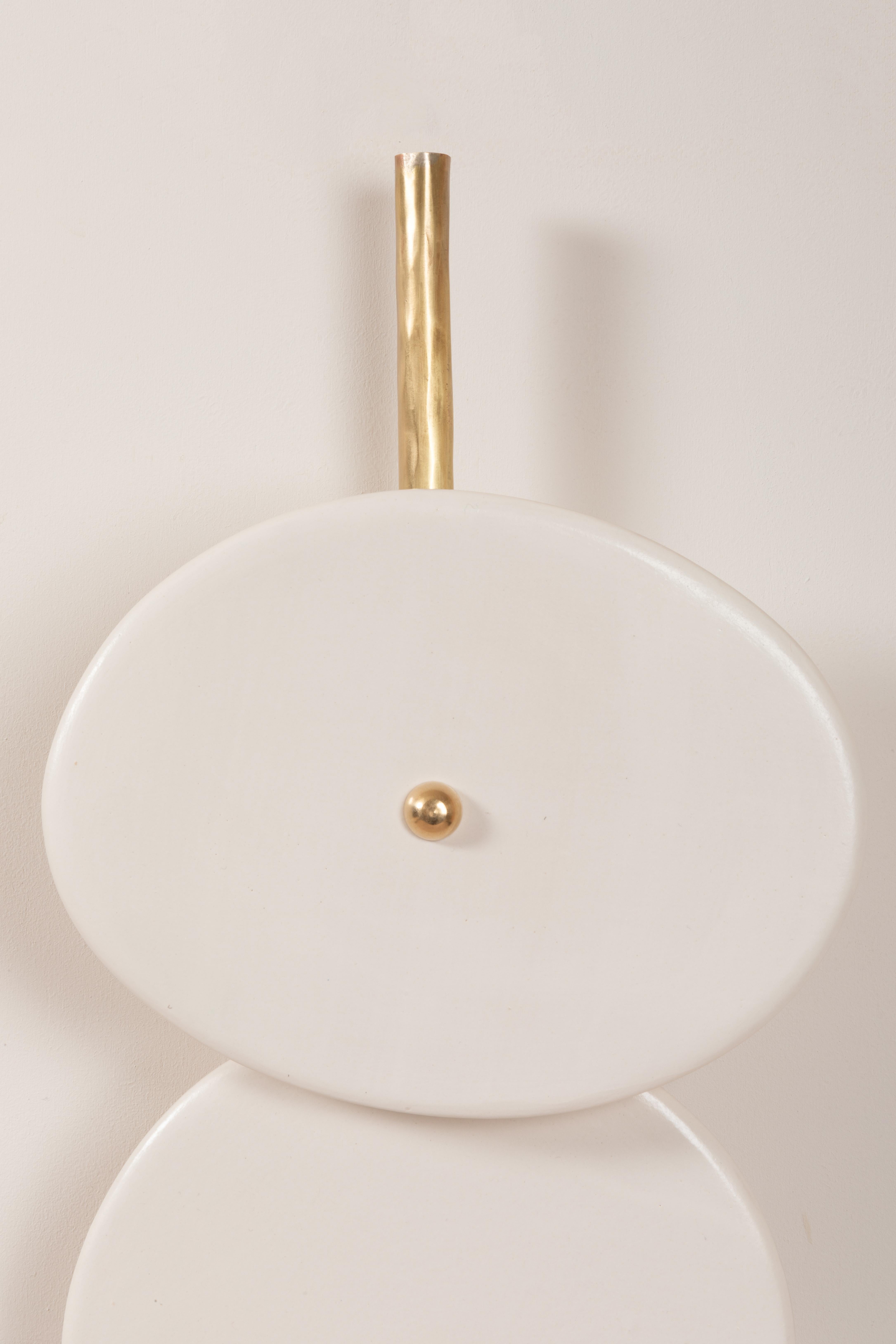 Rush Fee for Client Breeann, Set of 2 Brass Rod Ceramic Wall Lamps, Elsa Foulon 2