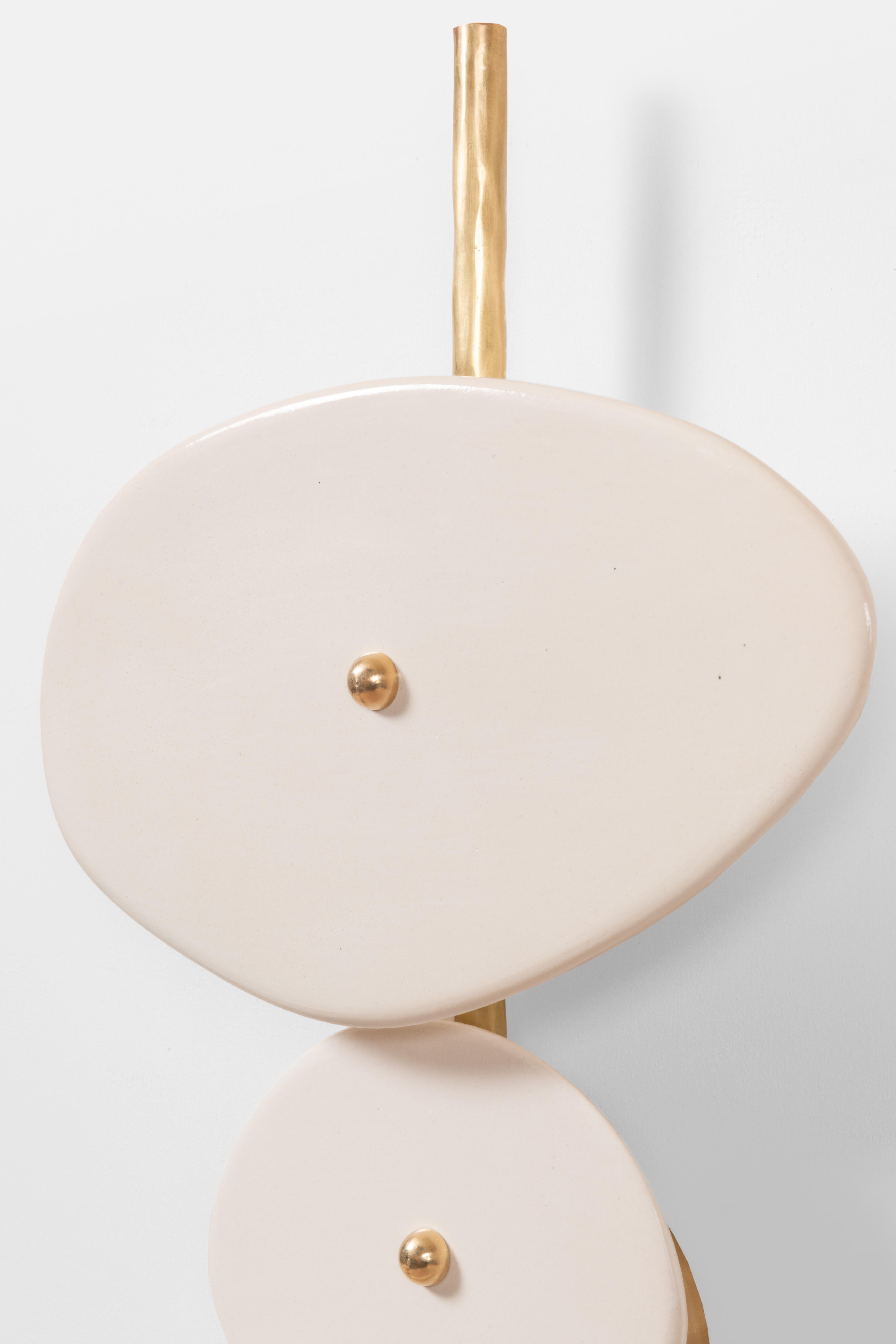 Rush Fee for Client Breeann, Set of 2 Brass Rod Ceramic Wall Lamps, Elsa Foulon 3