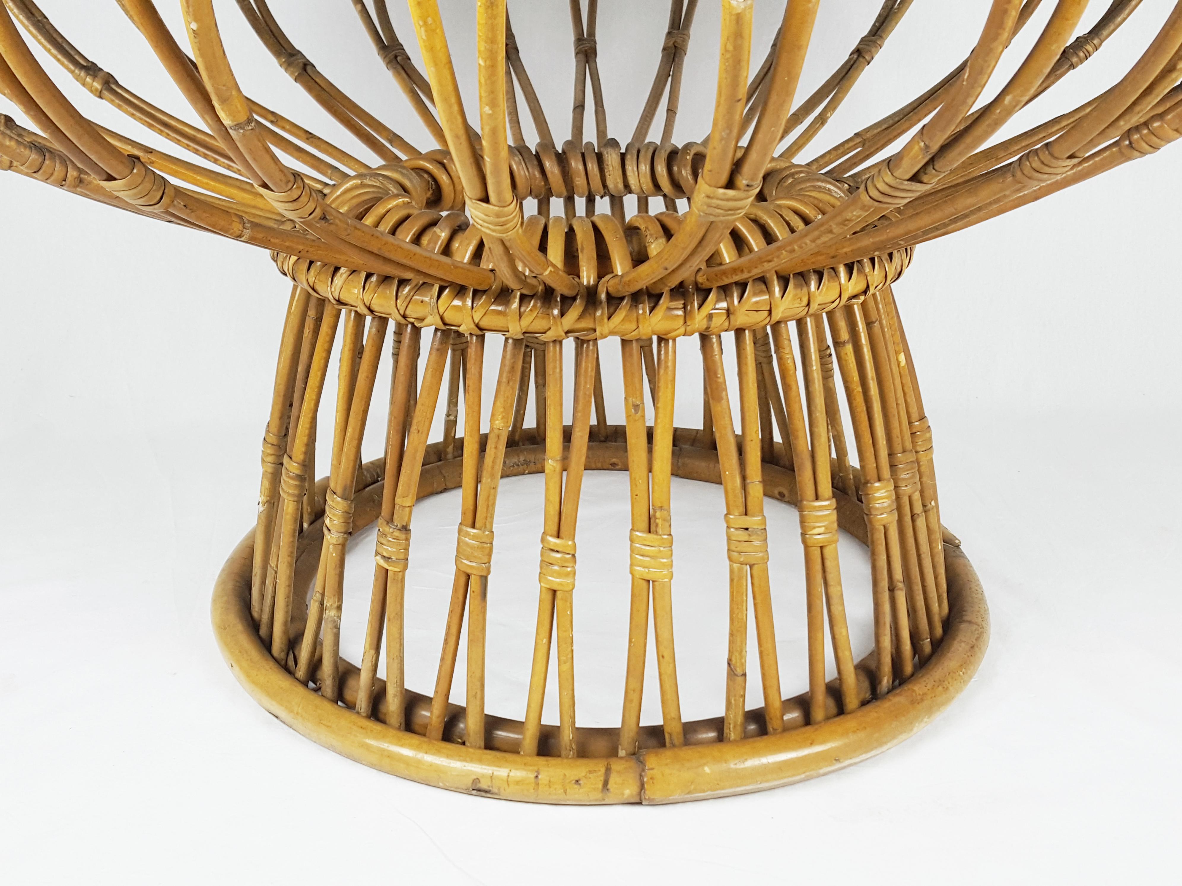 Rush and Rattan Midcentury Round Coffee Table by Franca Helg for Bonacina, 1955 For Sale 6