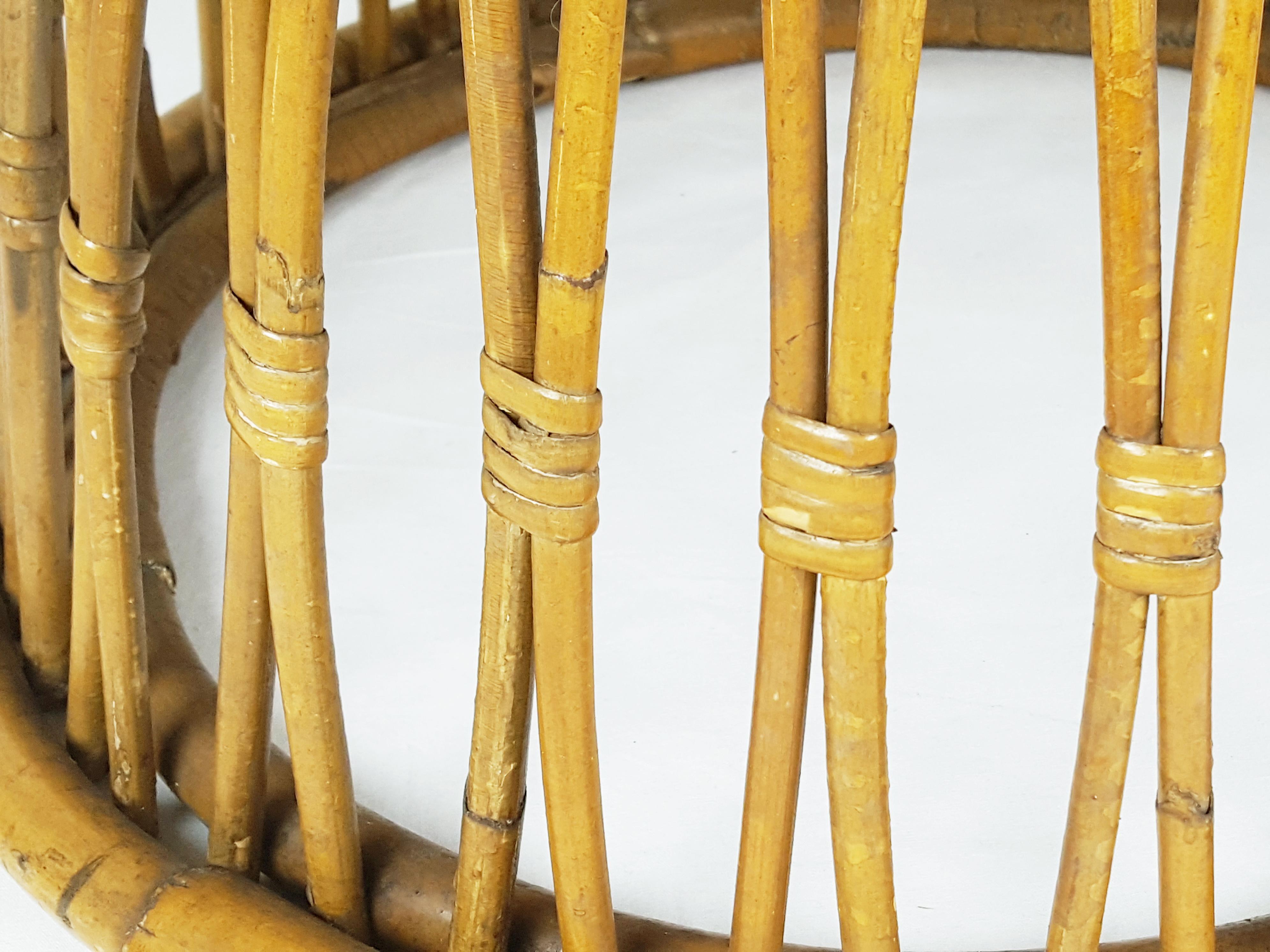 Runder Couchtisch aus Binsen- und Rattan aus der Mitte des Jahrhunderts von Franca Helg für Bonacina, 1955 im Angebot 7