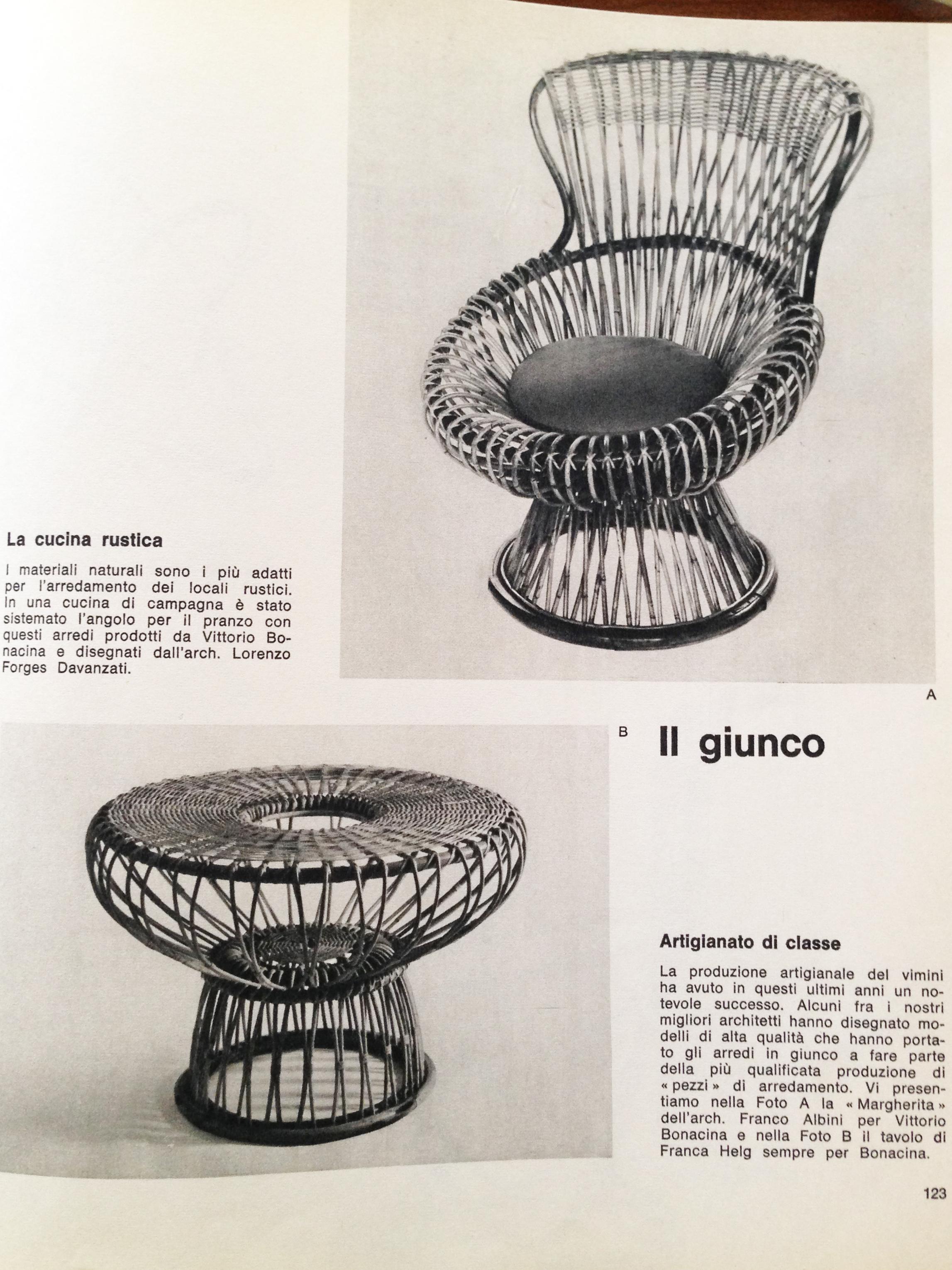 Rush and Rattan Midcentury Round Coffee Table by Franca Helg for Bonacina, 1955 For Sale 2