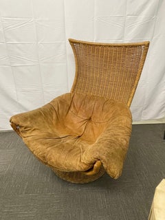 Rush Seat and Back Wicker Lounge / Swivel Chair, Throne Chair, Montis
