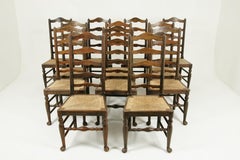 Rush Seat Chairs, Set of 14 Chairs, 12+2 Chairs, 14 Dining Chairs, 1920