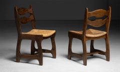 Rush Seat Dining Chairs, France, 1970