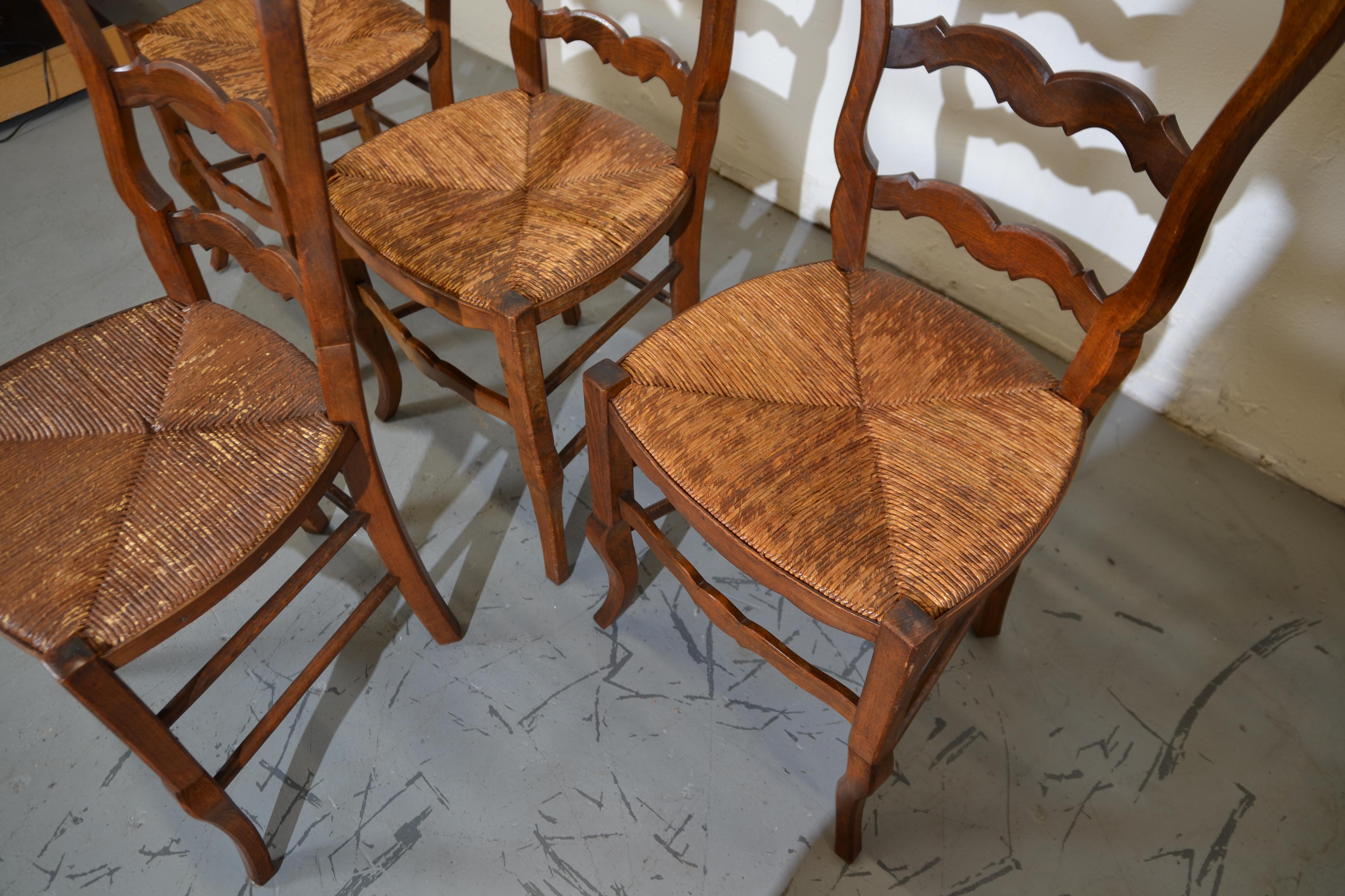 French Rush Seat Dining Chairs Set of 4 