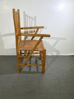 Rush Seat Hand Carved Armchairs Set of 2