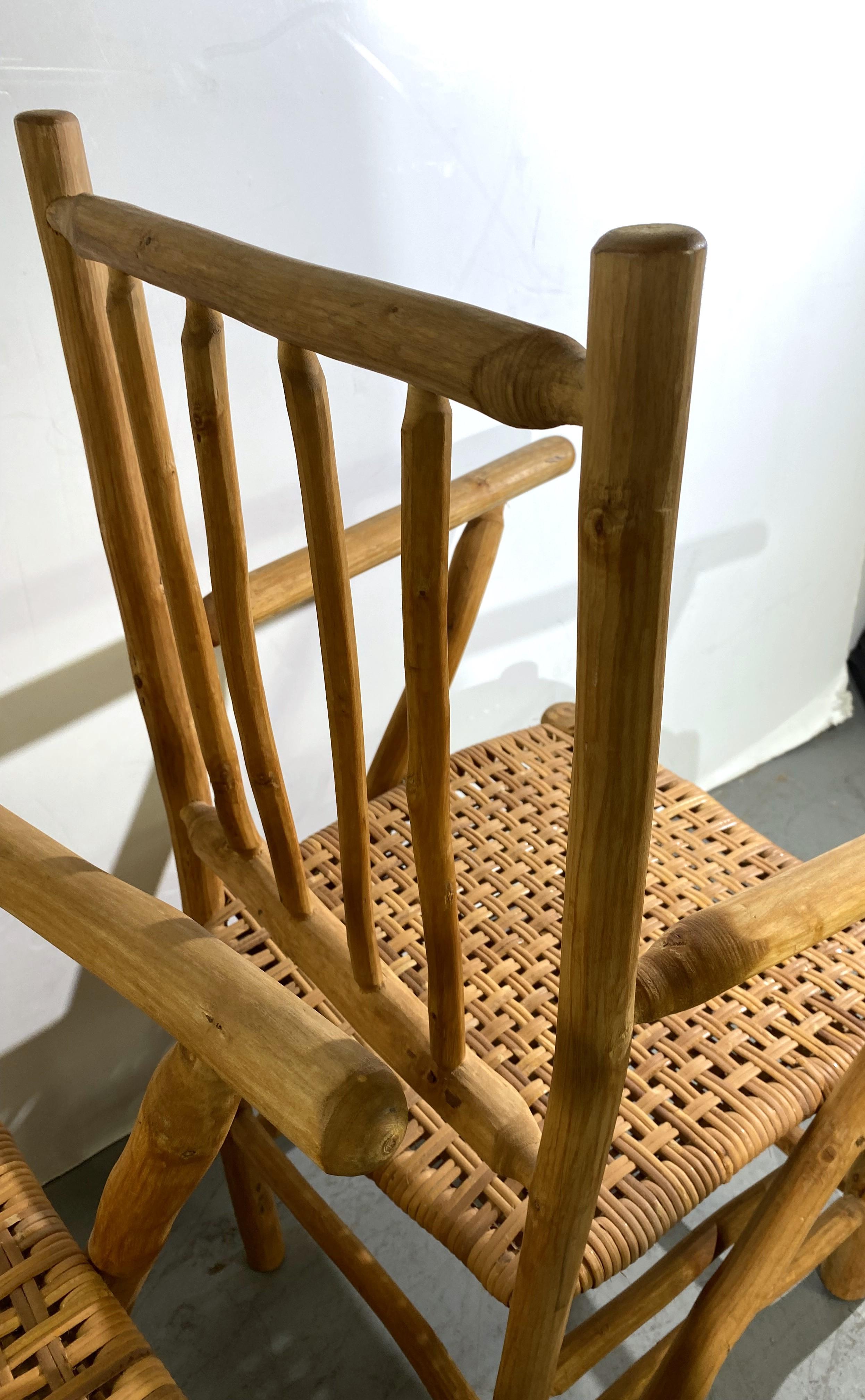Juego de 2 sillones tallados a mano con asiento Rush siglo XX en venta