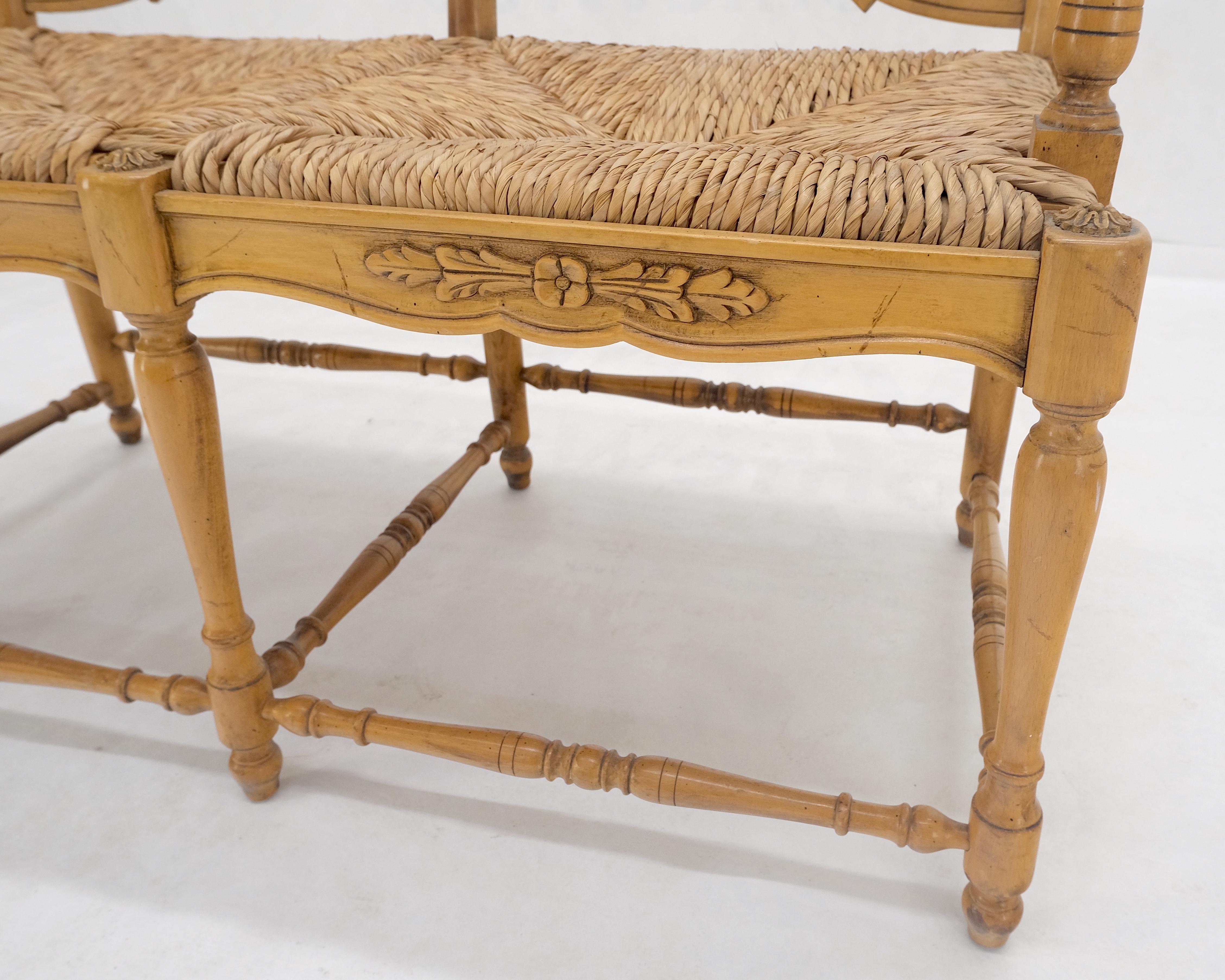 XX secolo Sedile Rush con schienale a scaletta intagliato in acero stile country Divano panca MINT! in vendita