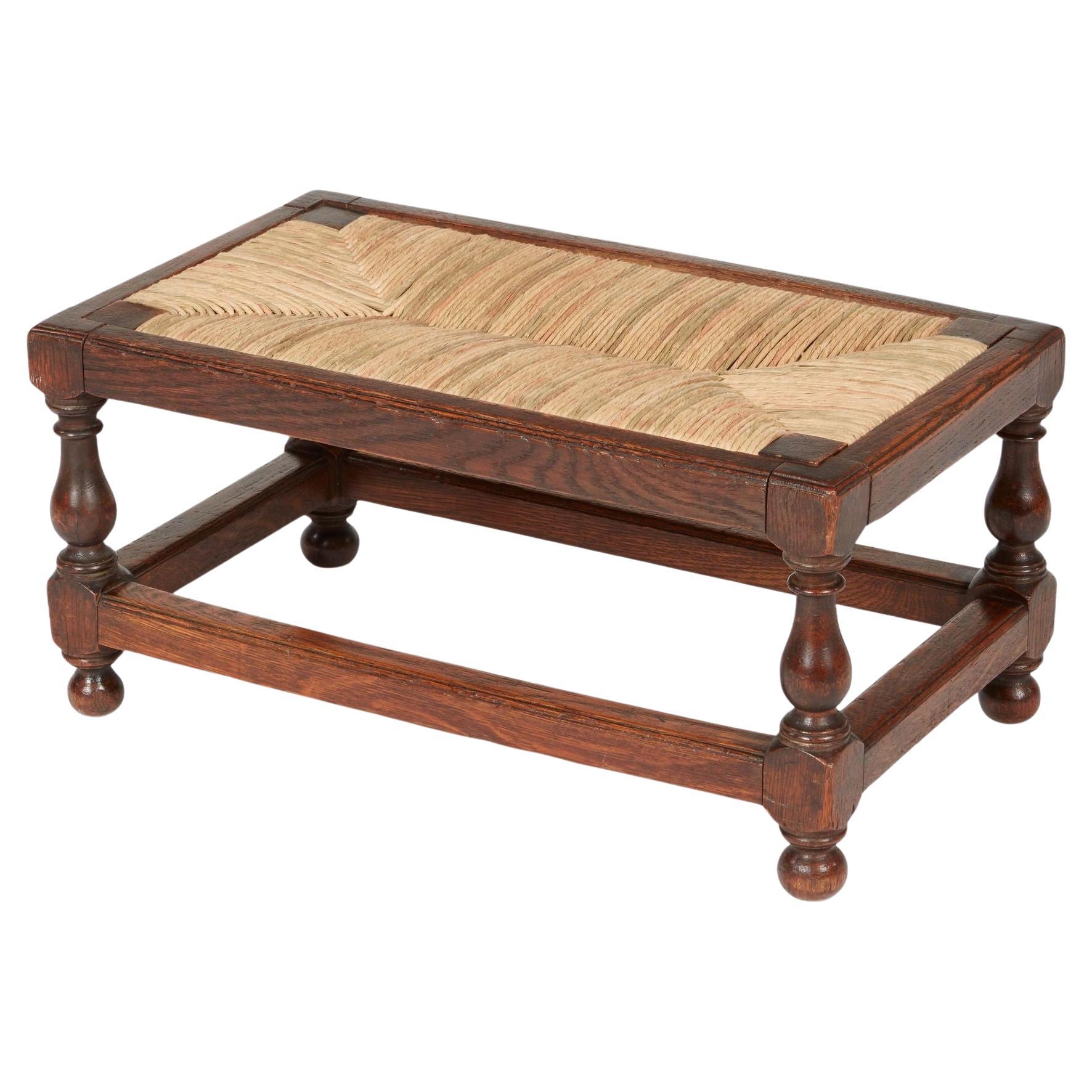 Rush Seat Oak Stool For Sale