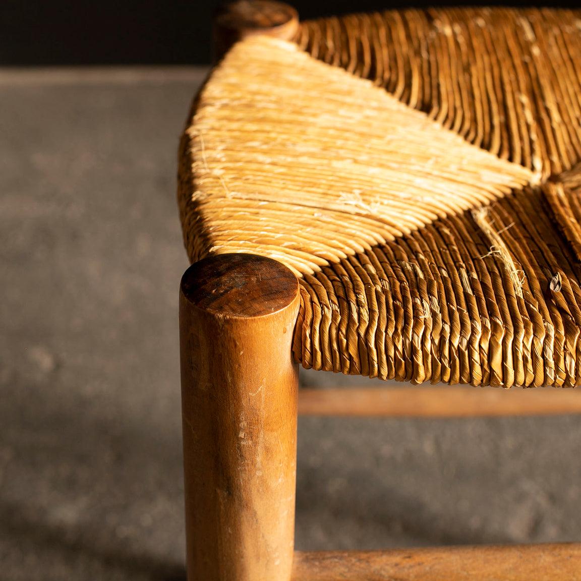 Wood Rush Seat Stools, Anonymous, France, 1980s