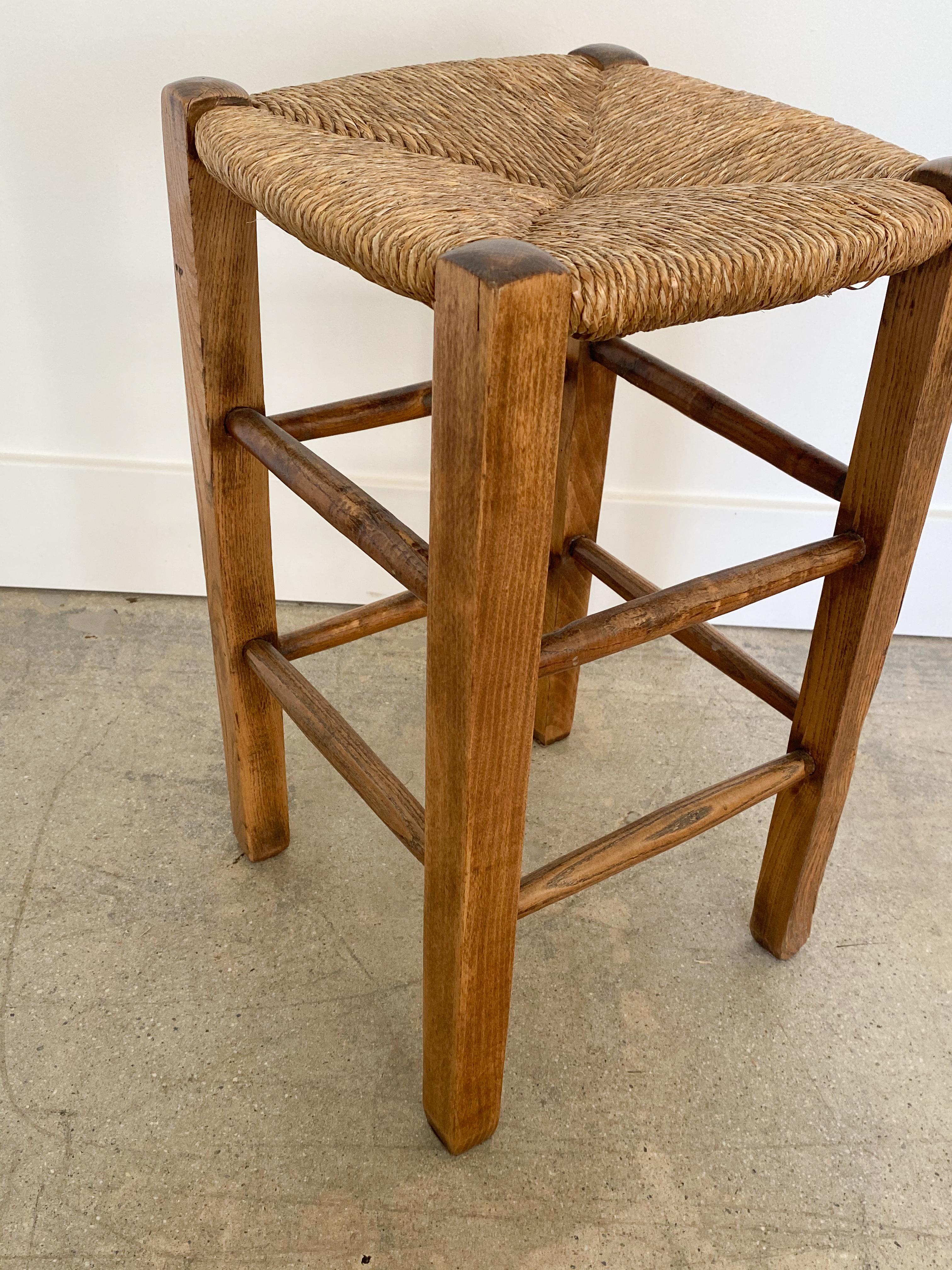 Wood Rush Stool in the Style of Charlotte Perriand